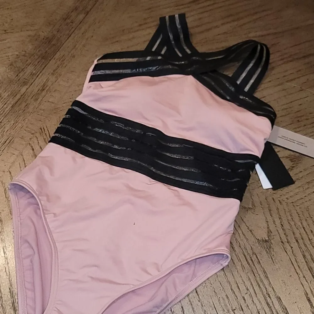 One piece tummy toner mesh swimsuit Small NWT
